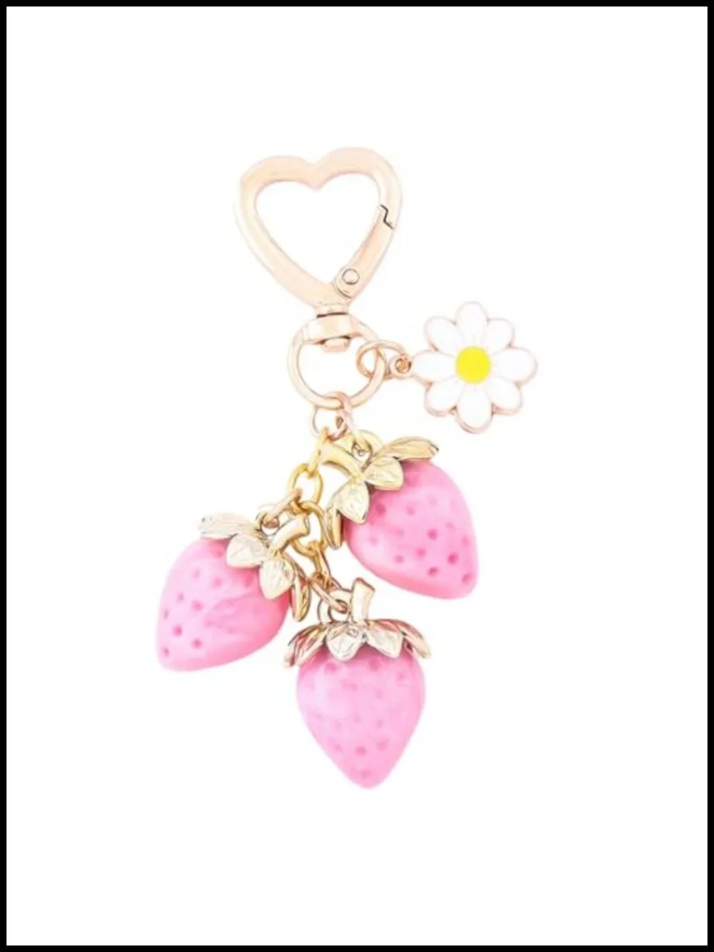 Cute Strawberry Keychain Bag Purse Charm Kawaii Flower Daisy Accessory Gifts